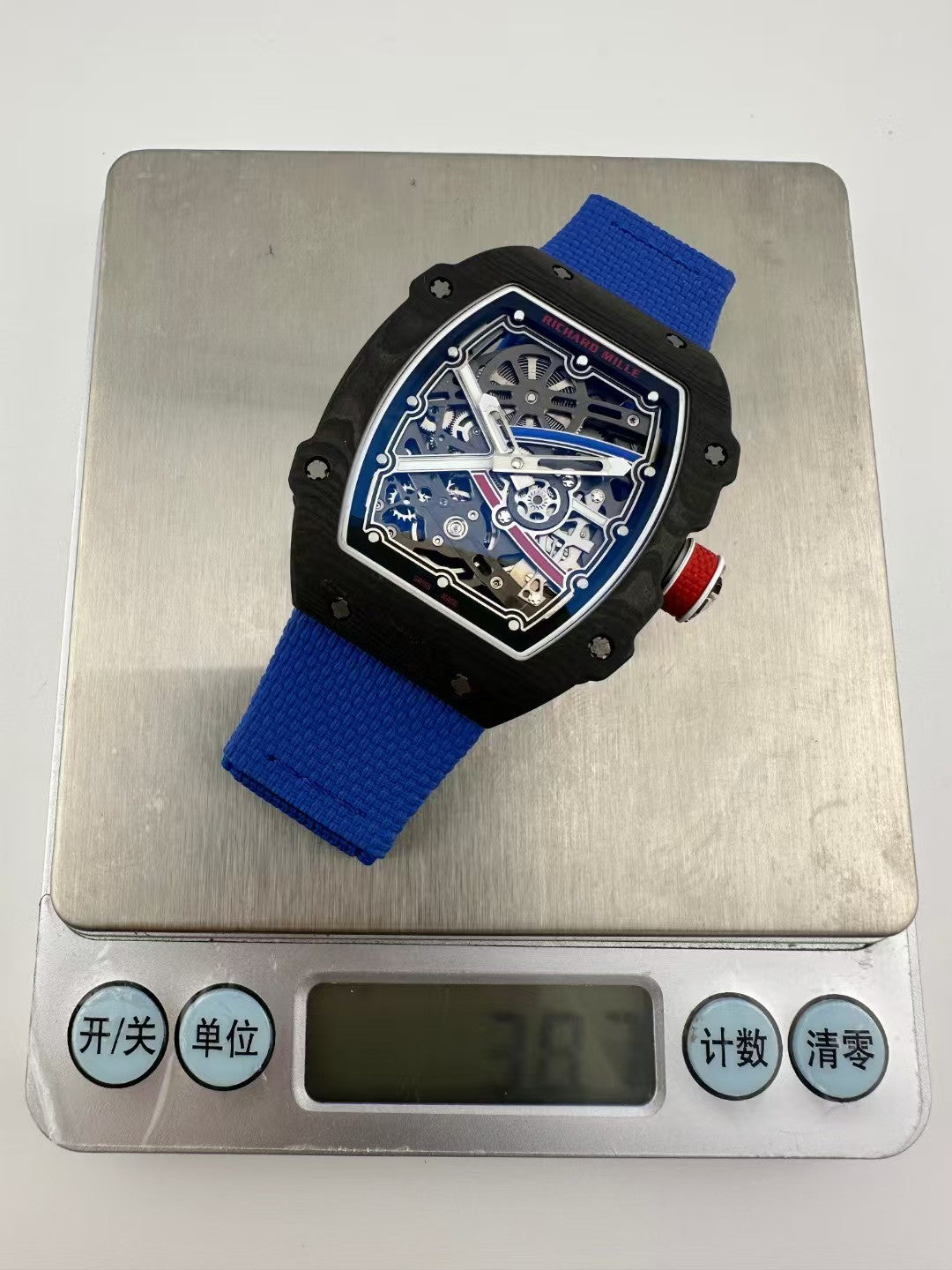 RM67-02 Black NTPT Skeleton Dial on Blue Elastic Strap UMI V2 CRMA7