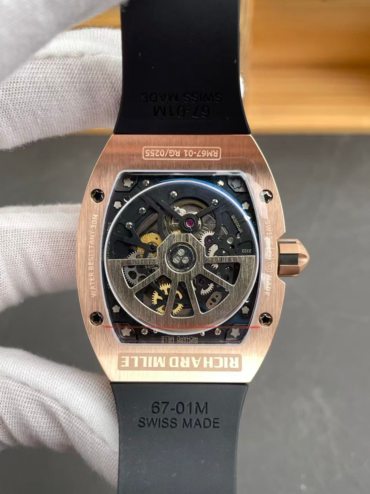 RM67-01 39mm RGRU Skeleton Dial on Black Rubber strap AVF CRMA6