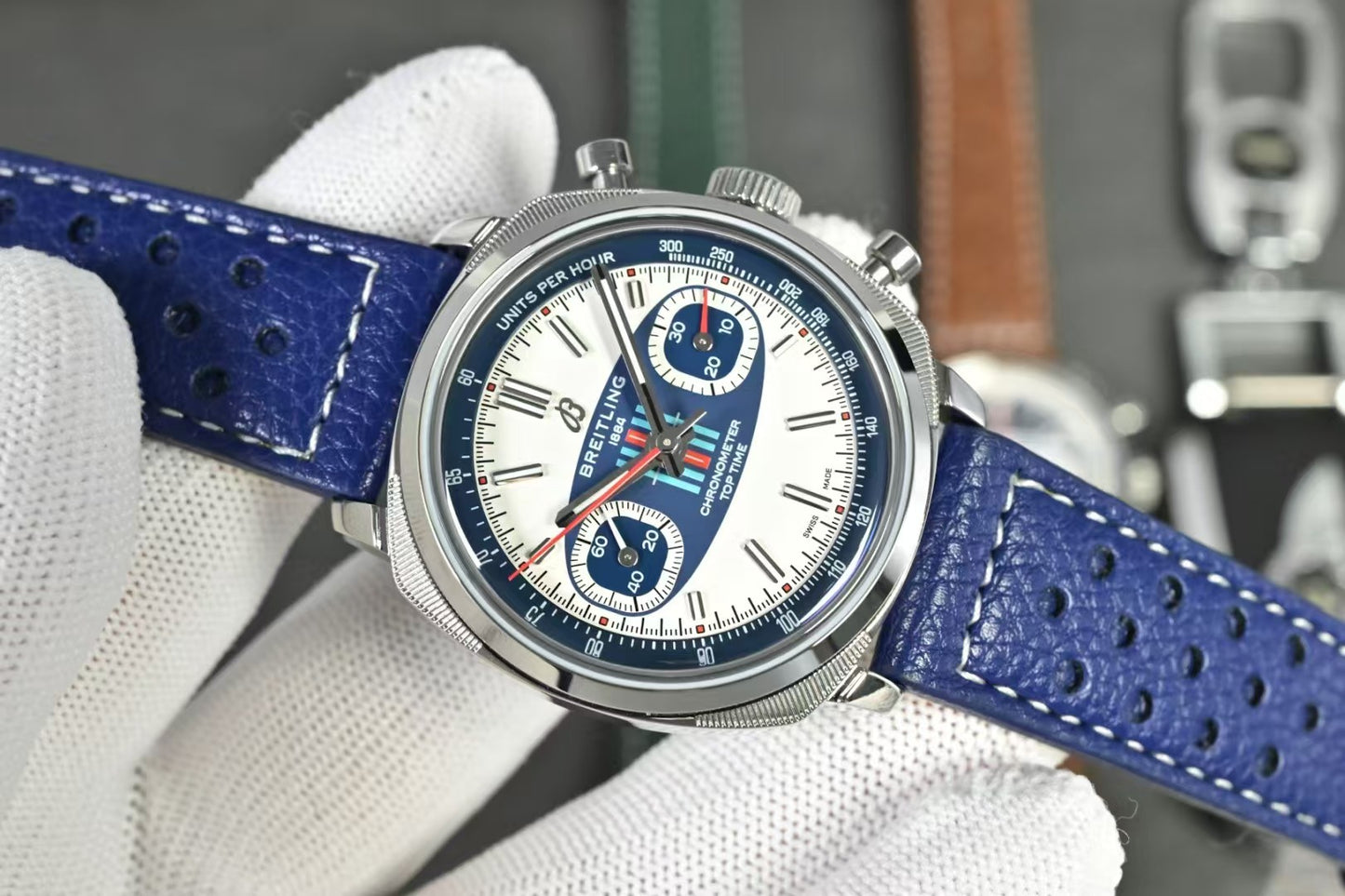 Top Time B01 38mm SSLE WhiteBlue Dial BLF A7750