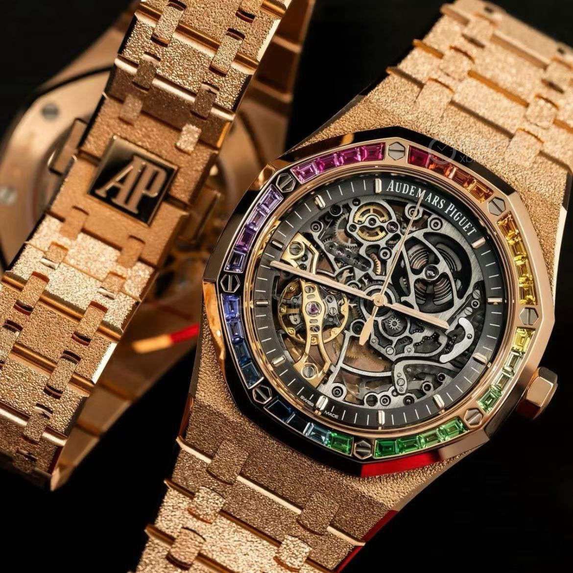 Royal Oak 15412BA Frosted 41mm DIa YG/YG Skeleton Dial THBF V3 SH3132 (Free Sprung)